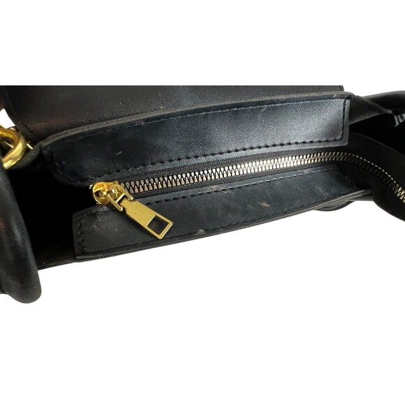 Meigefei Small Black Flap Front Shoulder Bag Handbag w Chain Detail - Picture 7 of 8